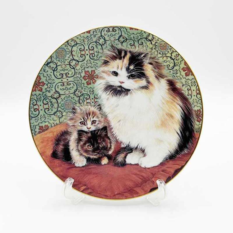 ロイヤルウースター　三毛・トーティシェル　猫の親子の絵皿 TORTOISHELL