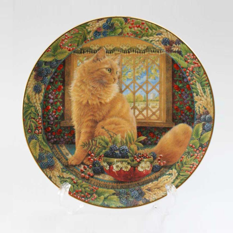 ロイヤルドルトン レズリー・アン・アイボリー猫の絵皿プレート CATS IN THE WINDOW オータム編