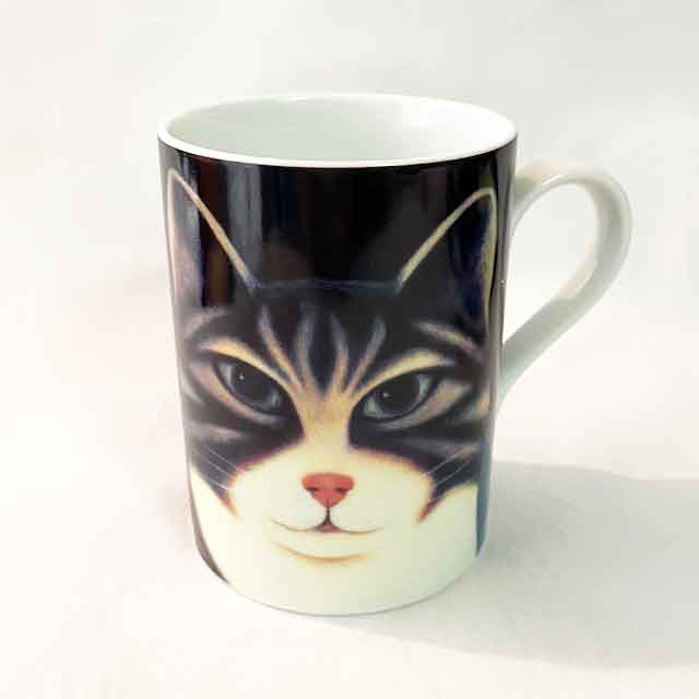 Martin Leman マグと絵皿のセットキジトラ白猫 