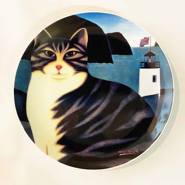 Martin Leman マグと絵皿のセットキジトラ白猫 