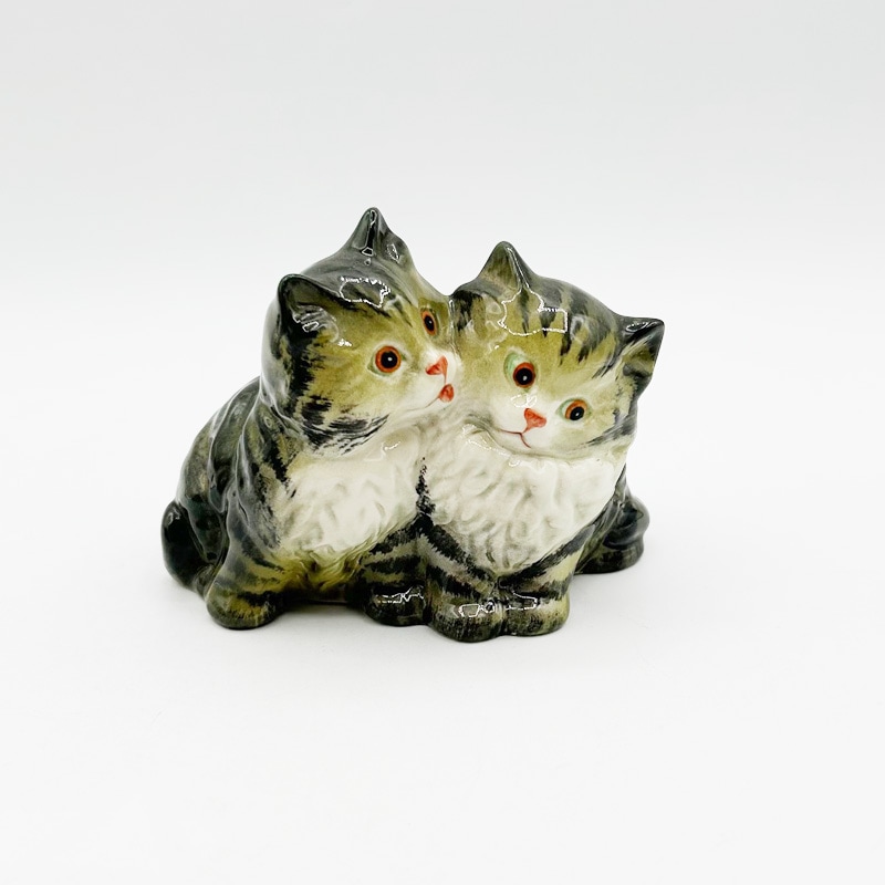ベスウィック Beswick 寄り添う2匹の子猫のフィギュリン サバ白 1960年代 イギリス