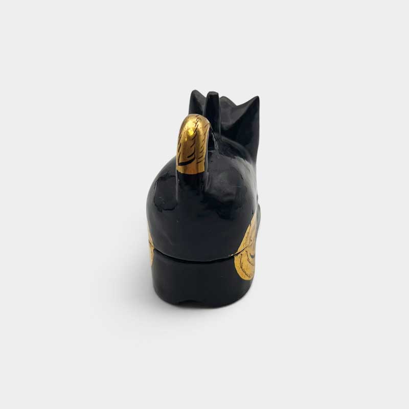 黒猫と魚の木製小物入れ トリンケットボックス　アジアンヴィンテージ