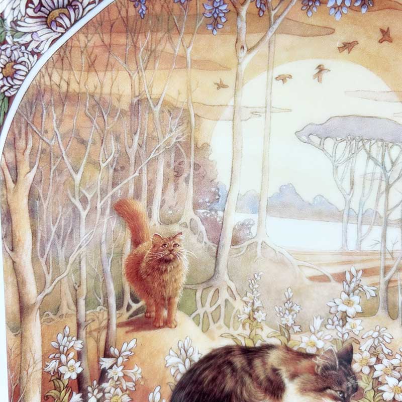 レズリー・アン・アイボリー猫の絵皿 Lesley's Gallery of Cats DAWN アールヌーボー