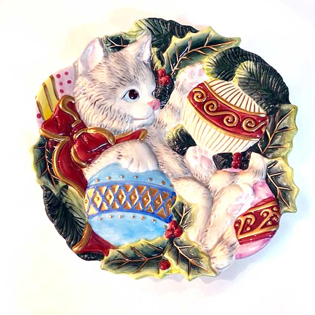 Fitz and Floyd 猫のクリスマスプレート 3D立体型 TIM & SAILOR