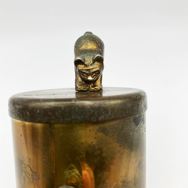 アンティーク　猫と犬の真鍮製キャニスター　蓋付き小物入れ　ブラス  1900年代初期