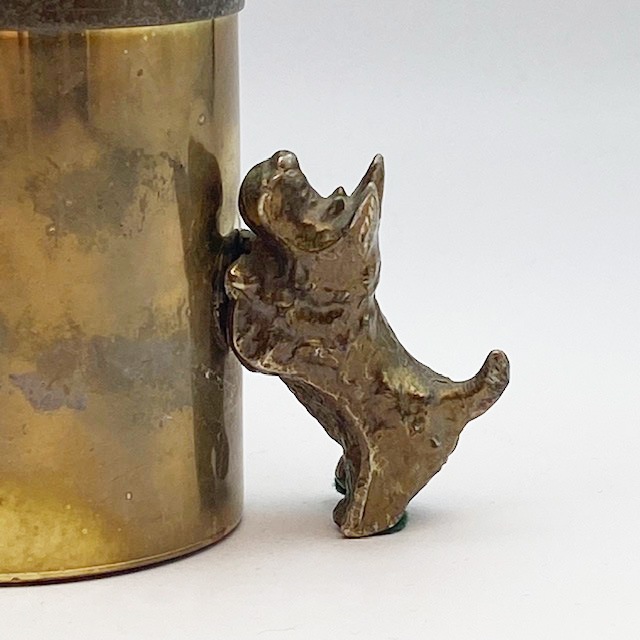 アンティーク　猫と犬の真鍮製キャニスター　蓋付き小物入れ　ブラス  1900年代初期