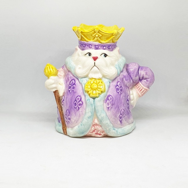 Fitz & Floyd　王様猫のフラワーポット、ミルクピッチャー　King Purrdinand　1990年