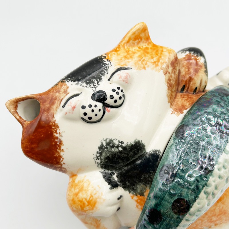 ALEXANDER CERAMICS 三毛猫と魚のティーポット　英国製