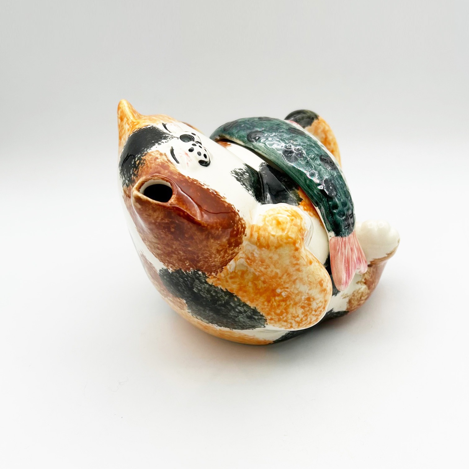 ALEXANDER CERAMICS 三毛猫と魚のティーポット　英国製