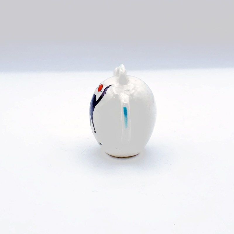 クレステッドチャイナ BLACK GOOD LUCK CATのミニティーポット型大きなリボンの黒猫 1900年代初期