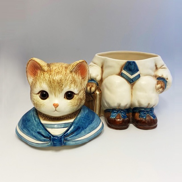 Wilbur Milton セイラ―服の猫型クッキージャー/キャニスター　ビッグサイズ　日本製 1970年代