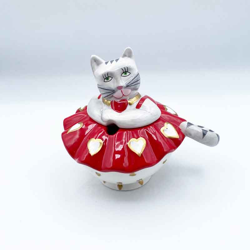 Karen Rossi 猫とハートデザインのシュガーポット　Rossi Cat