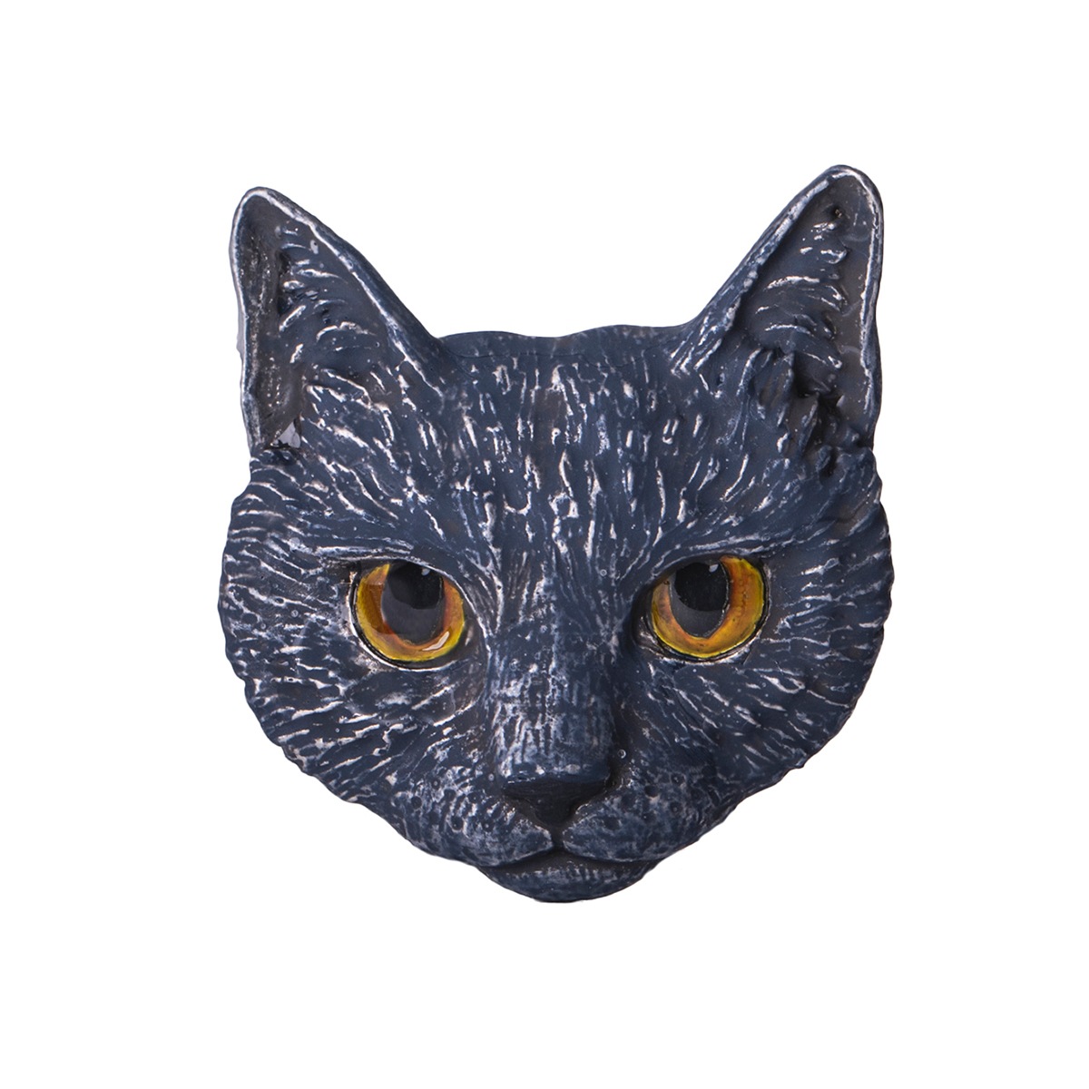 4F フィーアエフ 黒猫顔のブローチ 日本製 ピューター