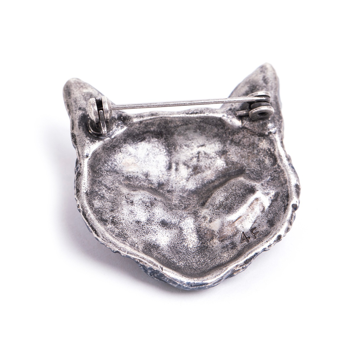 4F フィーアエフ 黒猫顔のブローチ 日本製 ピューター