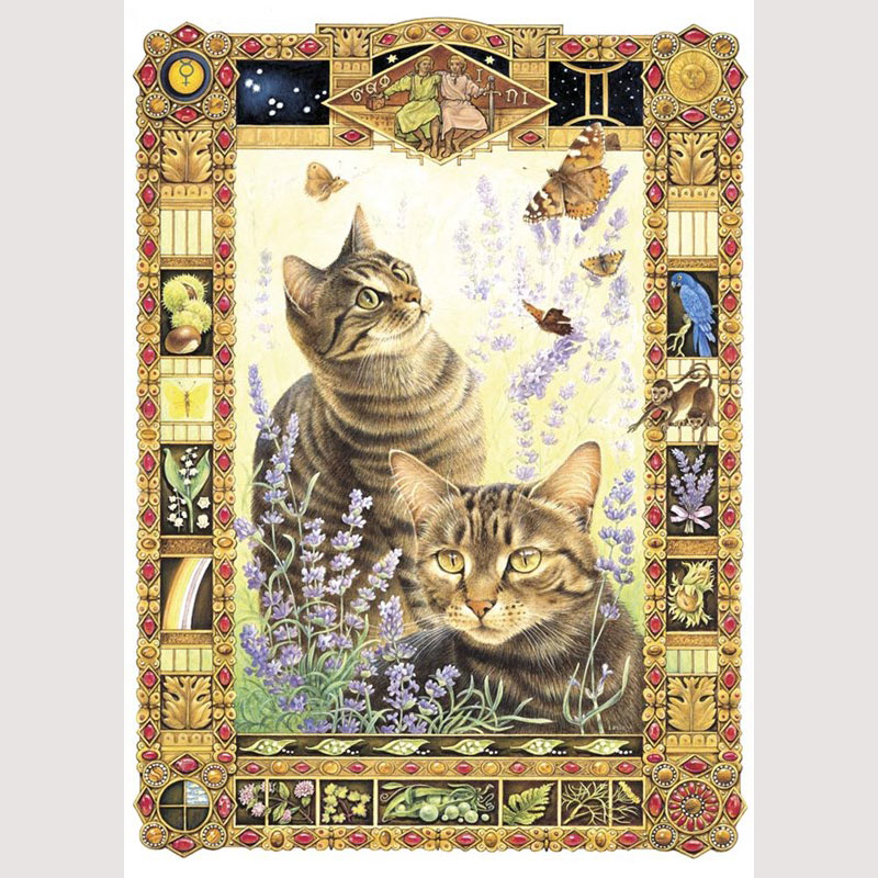 レズリーアンアイボリー12星座の猫の輸入グリーティングカード封筒付 双子座