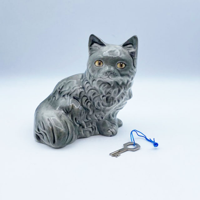 ゲーベル GOEBEL　 グレイペルシャ猫の鍵付き貯金箱　西ドイツ 1979～1990年