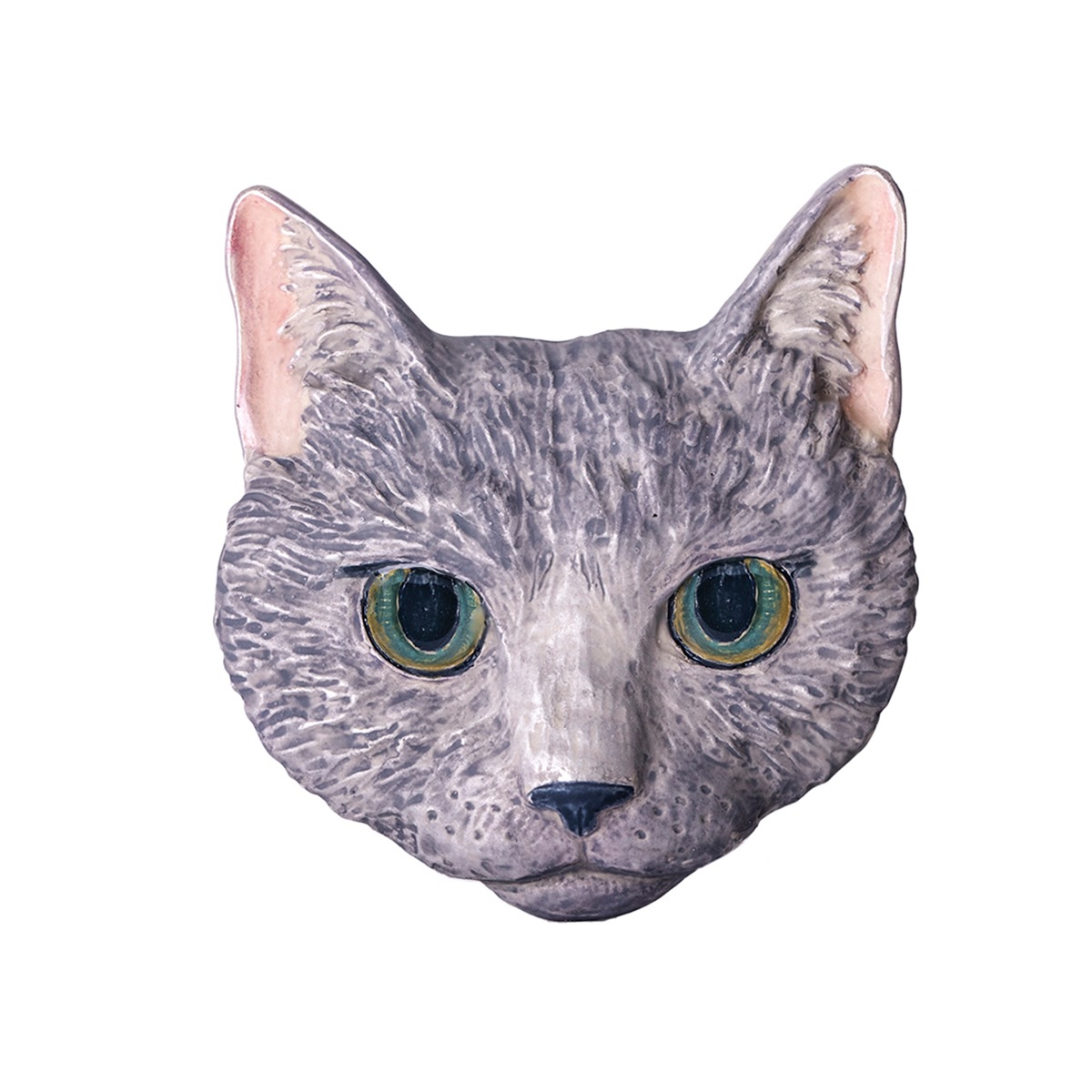 4F フィーアエフ　グレー猫顔のブローチ　日本製　ピューター