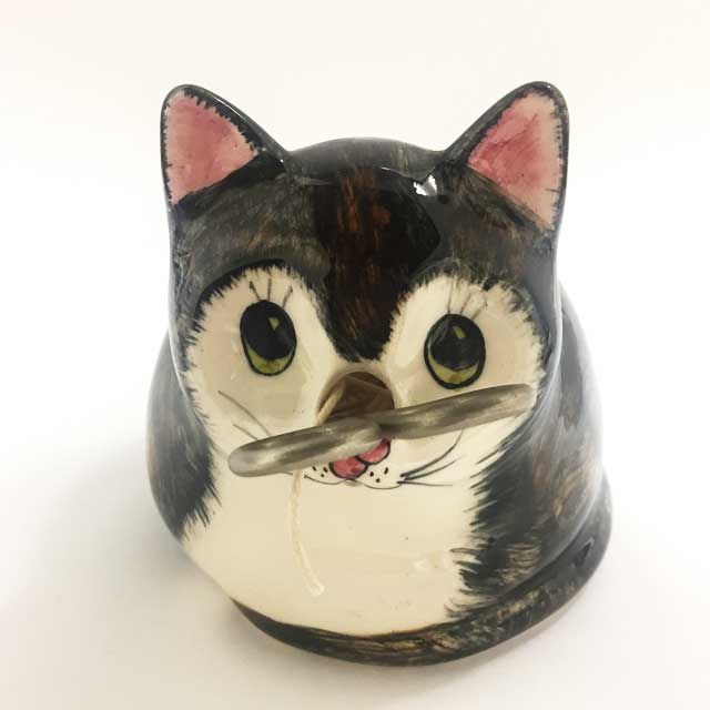 Babbacombe Pottery ハチワレ猫 ストリングホルダー 糸とハサミ付