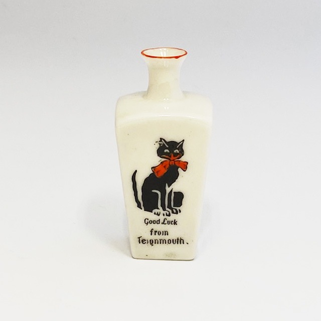 GOOD LUCK BLACK CAT 幸運の黒猫 ミニ花瓶 1900年代初~中期 グッドラックブラックキャット