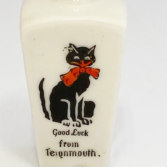 GOOD LUCK BLACK CAT 幸運の黒猫 ミニ花瓶 1900年代初~中期 グッドラックブラックキャット