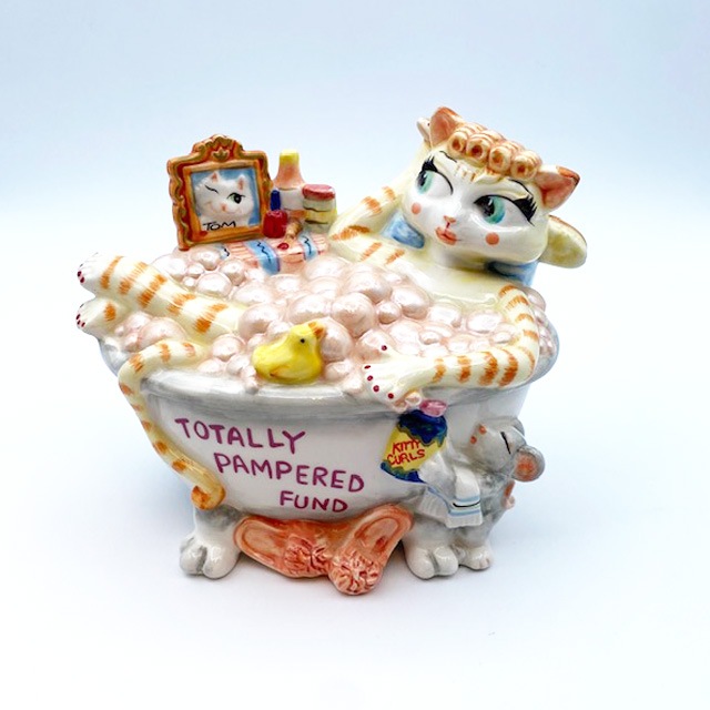 Fitz and Floyd 色っぽい茶トラ猫ちゃんの貯金箱　マネーバンク