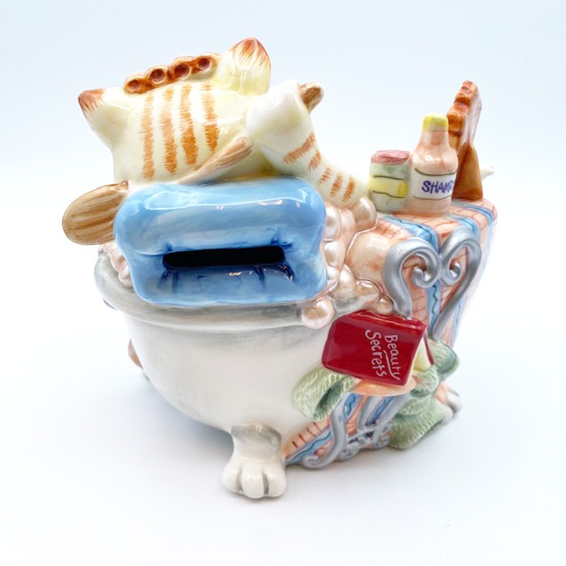 Fitz and Floyd 色っぽい茶トラ猫ちゃんの貯金箱　マネーバンク