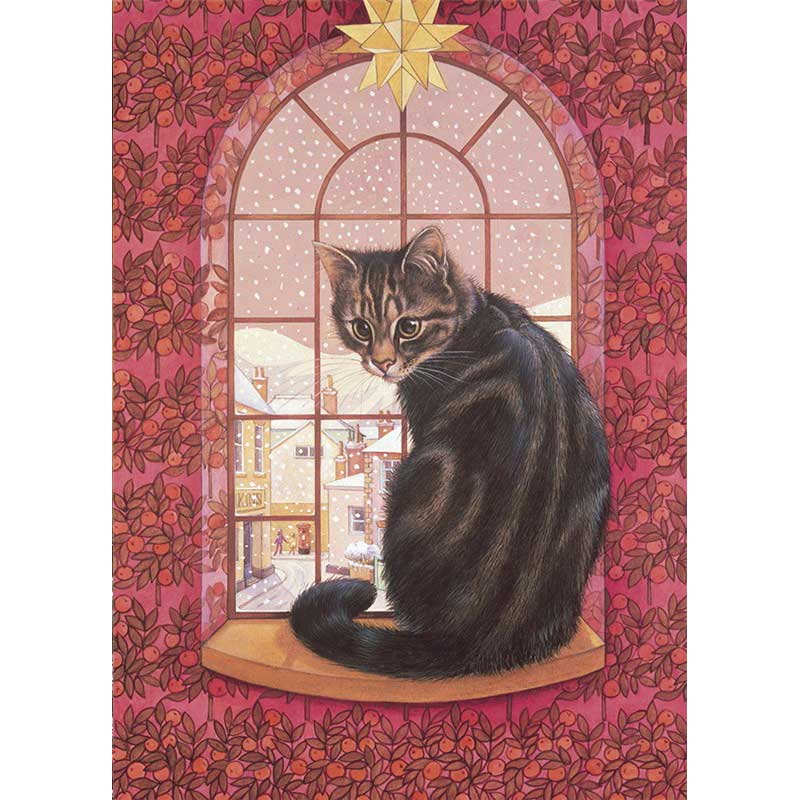 レズリーアンアイボリー 猫の輸入グリーティングカード封筒付 Octopussy and the Christmas star