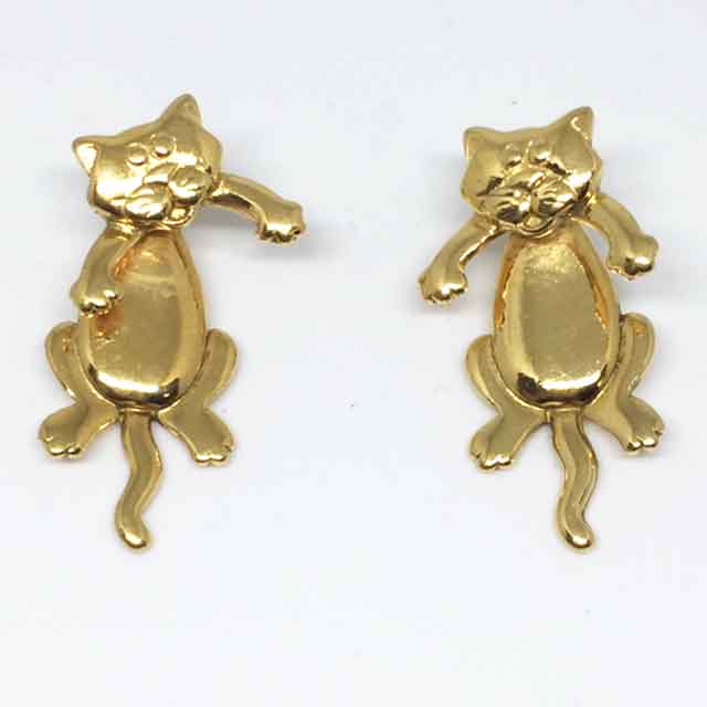 JJ Jonette 猫のピアス　ゴールドトーン　ジェイジェイ