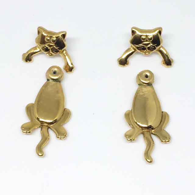 JJ Jonette 猫のピアス　ゴールドトーン　ジェイジェイ