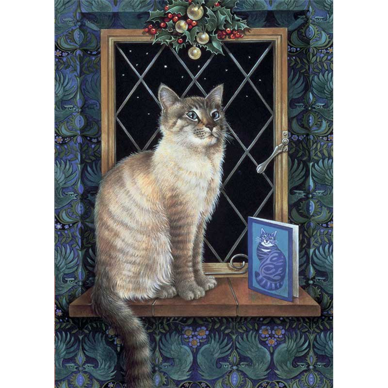 レズリーアンアイボリー 猫の輸入グリーティングカード封筒付 Mau-Mau and the Christmas card