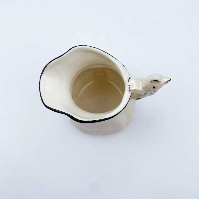 猫の取っ手のついた白いミルクピッチャー ラスターウェア チェコスロバキア