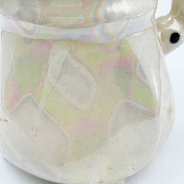 猫の取っ手のついた白いミルクピッチャー ラスターウェア チェコスロバキア