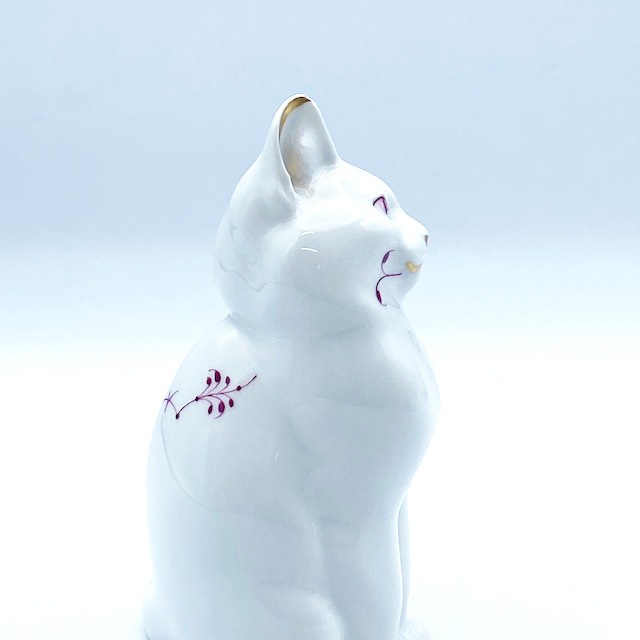 <レア>Royal Copenhagen　ゴールドパープルフル―テッドの猫 Royal Copenhagen Gold Purple Fluted Cat
