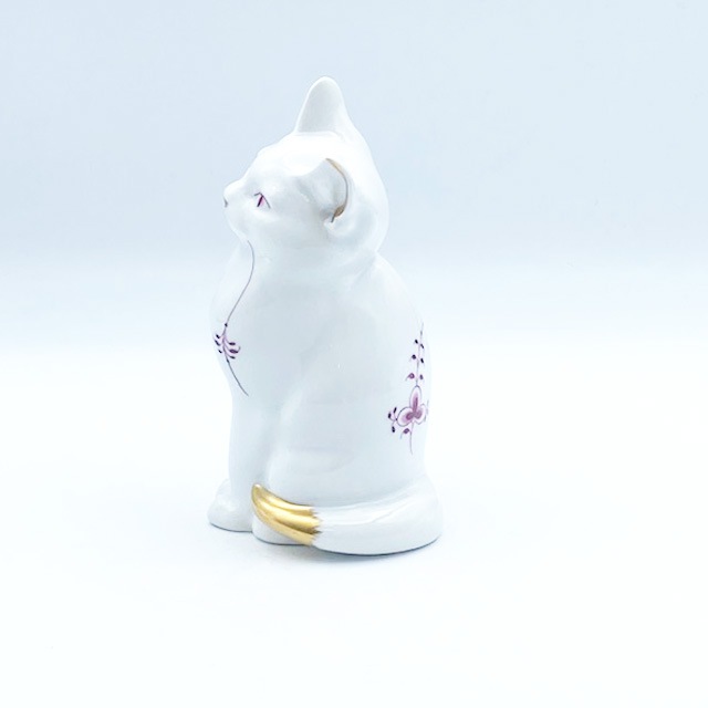 <レア>Royal Copenhagen　ゴールドパープルフル―テッドの猫 Royal Copenhagen Gold Purple Fluted Cat