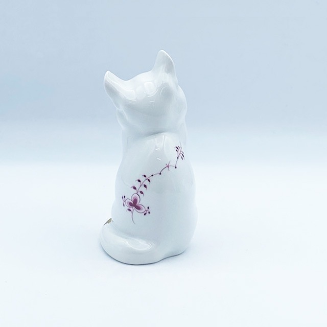 <レア>Royal Copenhagen　ゴールドパープルフル―テッドの猫 Royal Copenhagen Gold Purple Fluted Cat