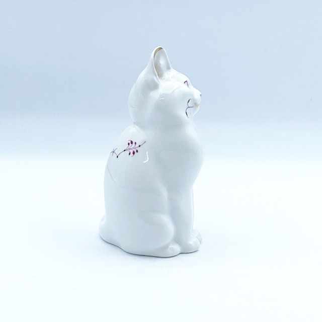 <レア>Royal Copenhagen　ゴールドパープルフル―テッドの猫 Royal Copenhagen Gold Purple Fluted Cat