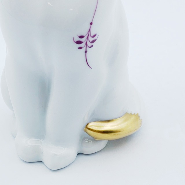 <レア>Royal Copenhagen　ゴールドパープルフル―テッドの猫 Royal Copenhagen Gold Purple Fluted Cat