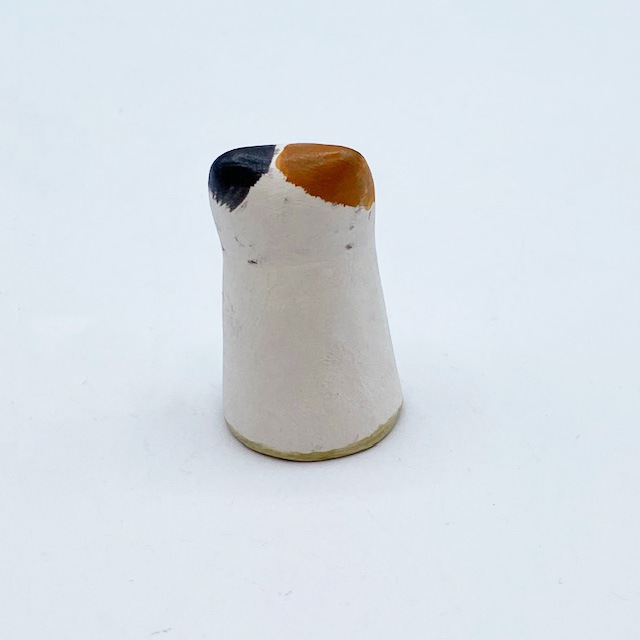 イギリス 素焼きのミニ猫 シンブル ヘアドレッサー三毛猫 Merryfield Pottery