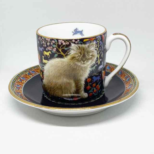 Lesley's Cats カップ&ソーサー デミタスカップ インディゴ ダンバリーミント