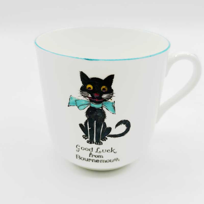 ARCADIAN / CAULDON GOOD LUCK BLACK CATのカップ&ソーサー 1900年初期~中期