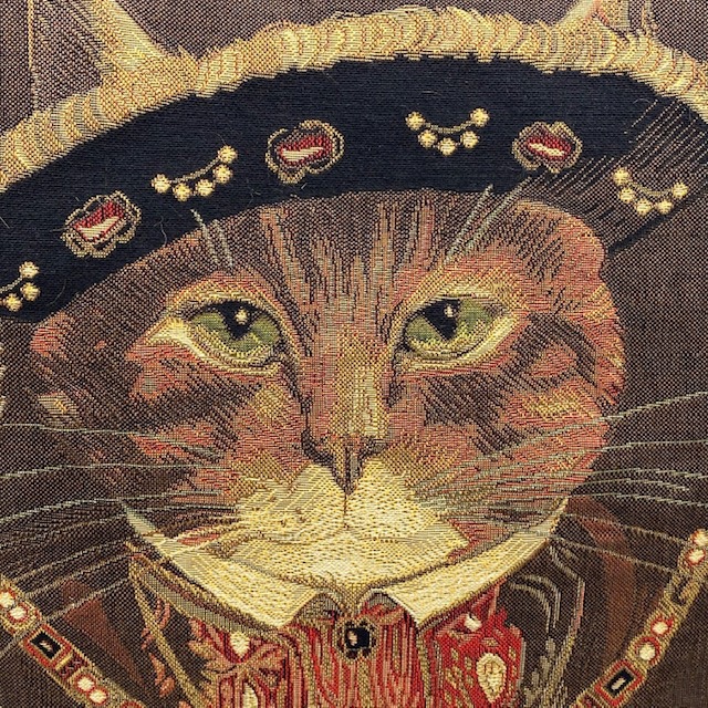 スーザンハーバート　ヘンリー8世　猫のタペストリークッションカバー　