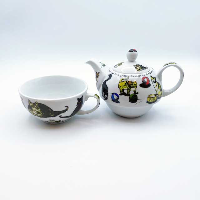 Cardew カデューデザイン 猫柄のティーポットとカップの一体型セット CAT TEAシリーズ　2013年