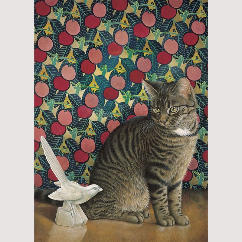 レズリーアンアイボリー 猫の輸入グリーティングカード封筒付 Muppet and the Deco dove