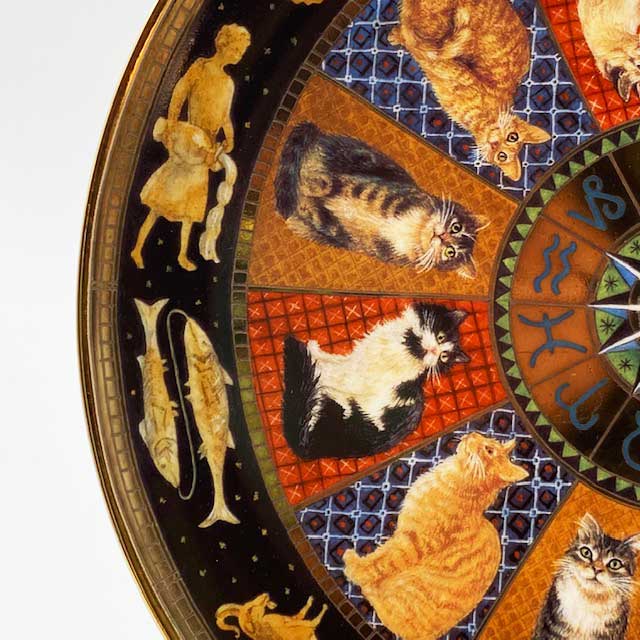 <レア> ダンバリーミント レズリー・アン・アイボリー猫の絵皿プレート Cats and Their Stars