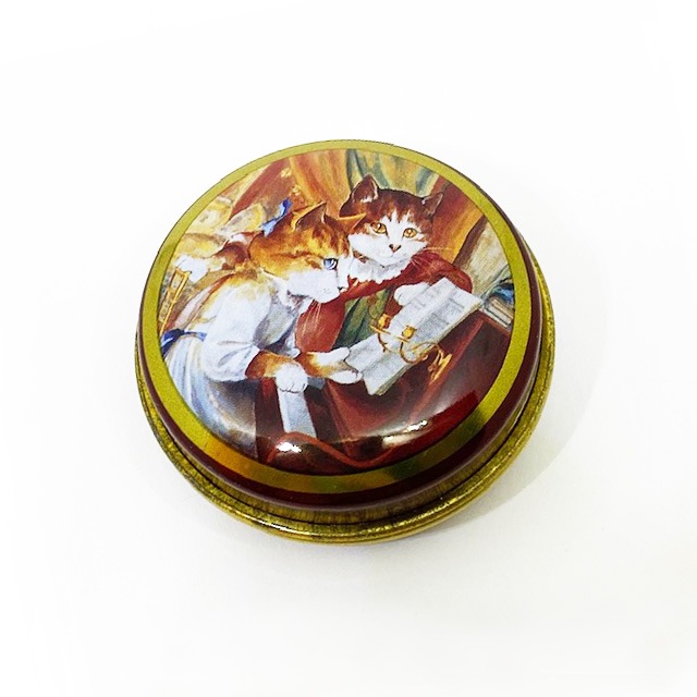 スーザンハーバート ピアノに寄る少女たちの猫のイラスト缶 イギリス製 1990年