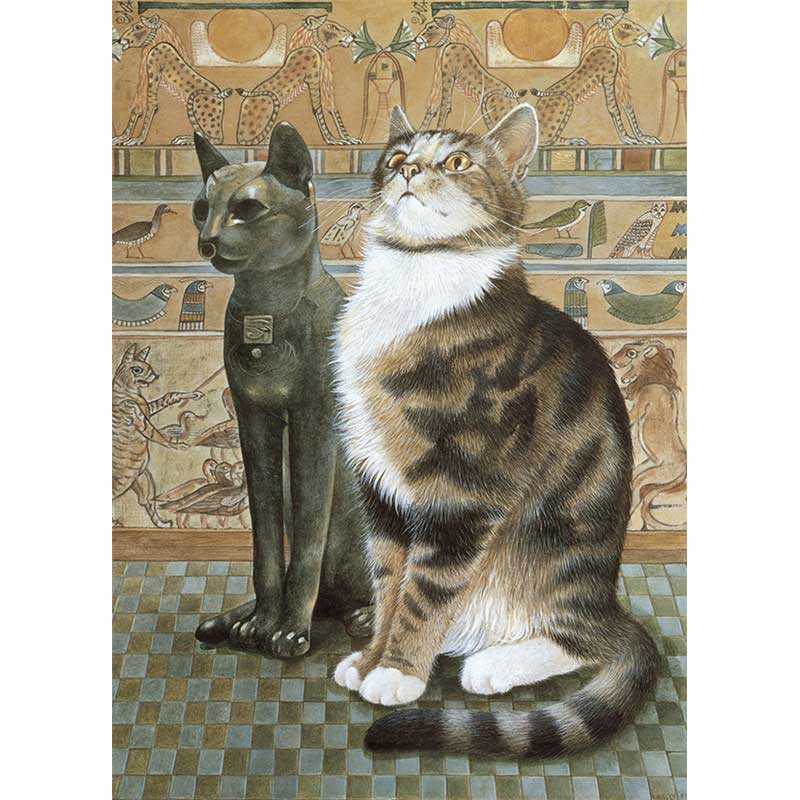 レズリーアンアイボリー 猫の輸入グリーティングカード封筒付 Twiglet with Egyptian cats