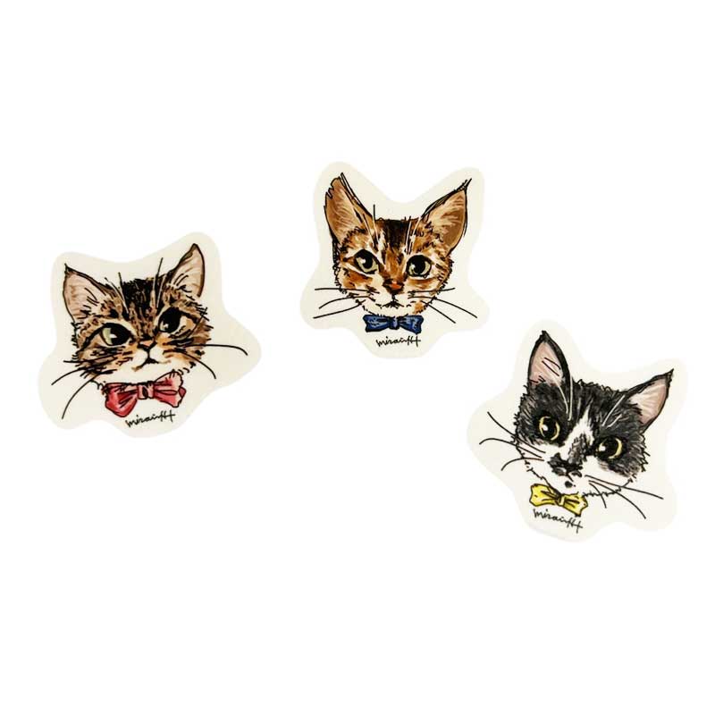猫イラストのステッカー・フレークシール３枚セット TIM & SAILOR x miraixxxコラボレーション