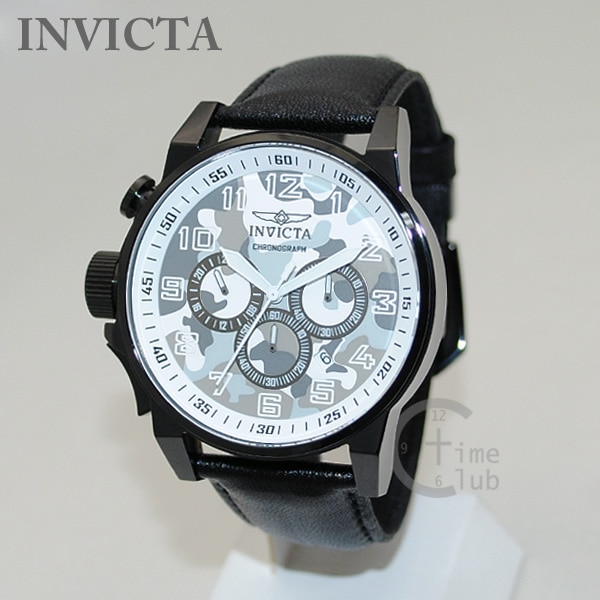 インビクタ 腕時計 INVICTA 時計 20540 I-Force フォース クロノグラフ ブラック/ホワイト 迷彩 カモ カモフラージュ レザー メンズ インヴィクタ 【送料無料（※北海道・沖縄は1,000円）】