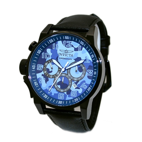 インビクタ 腕時計 INVICTA 時計 20541 I-Force フォース クロノグラフ ブラック/ブルー 青 迷彩 カモ カモフラージュ レザー メンズ インヴィクタ 【送料無料（※北海道・沖縄は1,000円）】