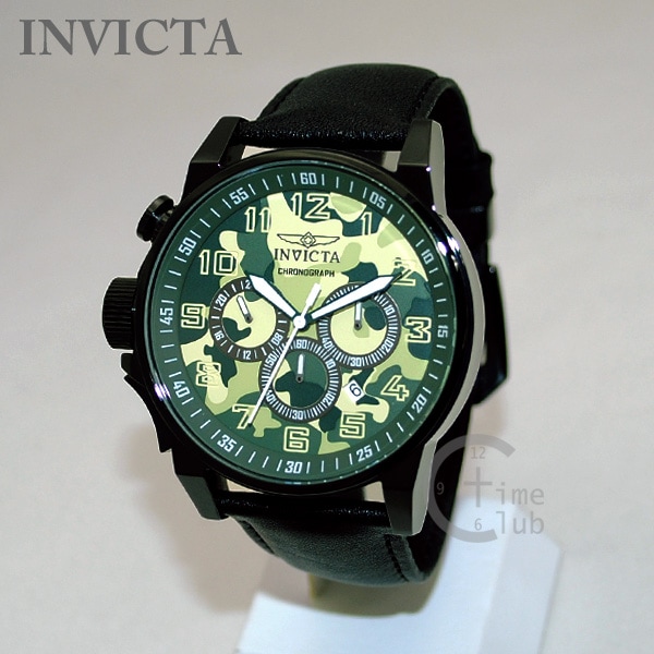 インビクタ 腕時計 INVICTA 時計 20544 I-Force フォース クロノグラフ ブラック/グリーン 迷彩 カモ カモフラージュ レザー メンズ インヴィクタ 【送料無料（※北海道・沖縄は1,000円）】
